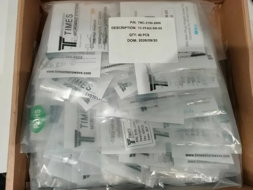 Times Microwave 实物图 3:TC-PF402-SM-SS 连接器整箱(40 PCS)
